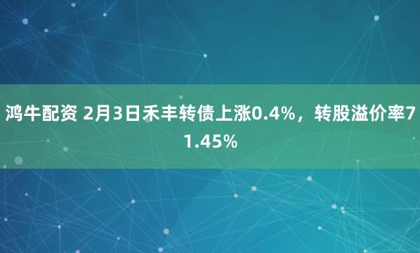 鸿牛配资 2月3日禾丰转债上涨0.4%，转股溢价率71.45%