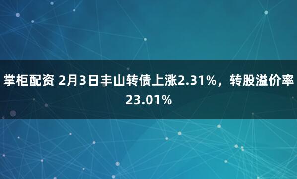 掌柜配资 2月3日丰山转债上涨2.31%，转股溢价率23.01%