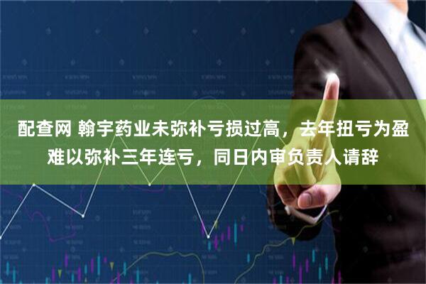 配查网 翰宇药业未弥补亏损过高，去年扭亏为盈难以弥补三年连亏，同日内审负责人请辞